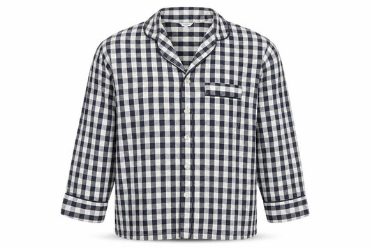 Jigsaw Mens Black White Check Cotton Pyjama Top S