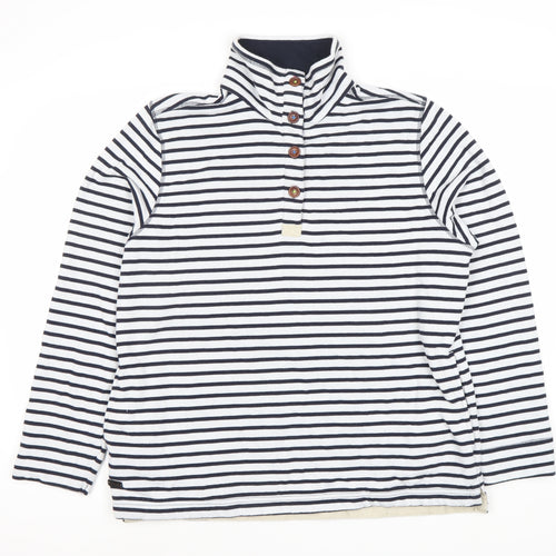 Regatta Women's Blue Striped Henley Sweater Size L