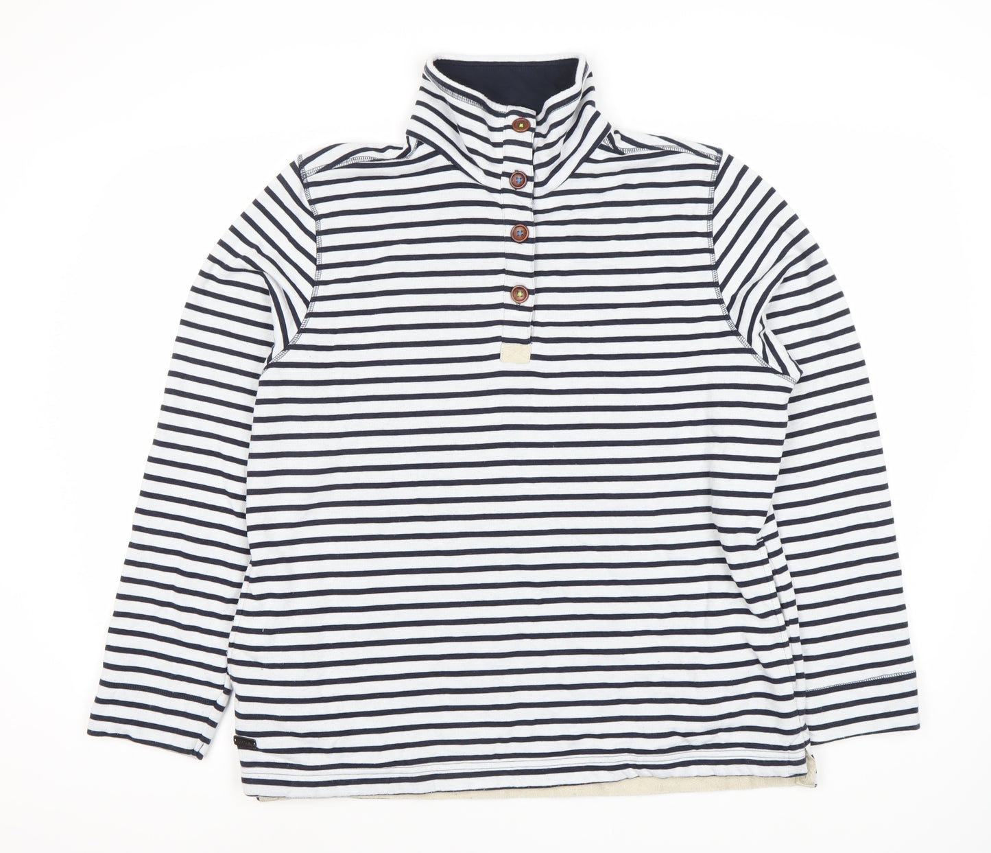 Regatta Women's Blue Striped Henley Sweater Size L