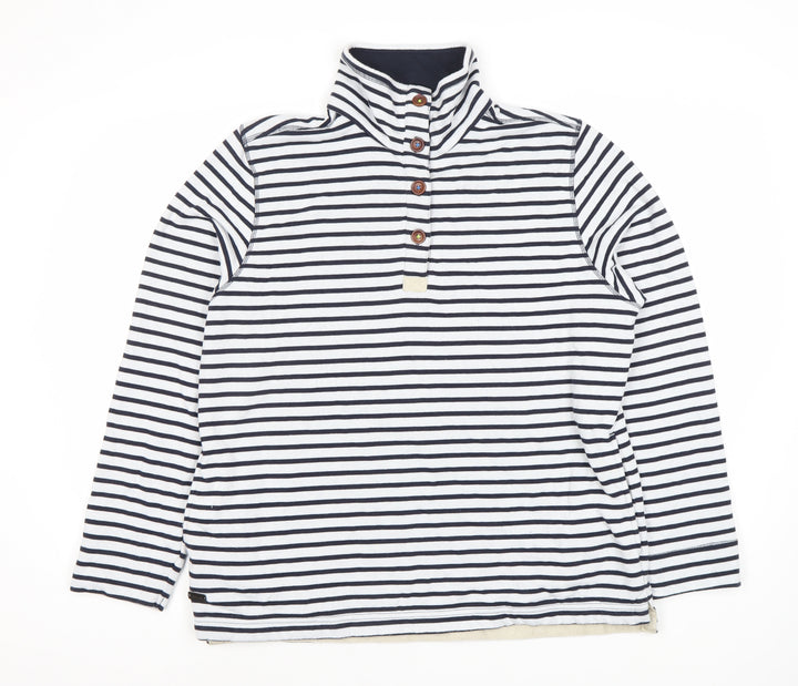 Regatta Women's Blue Striped Henley Sweater Size L