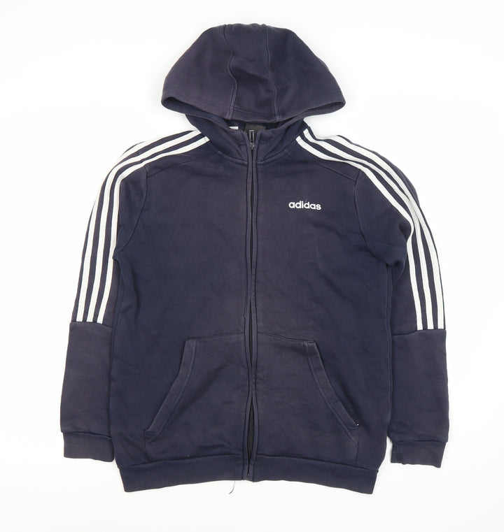 Adidas Boys Blue Zip Hoodie L - Full Zip Sportswear