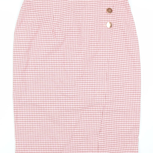 Marks and Spencer Women Pink Check Pencil Skirt Size 16