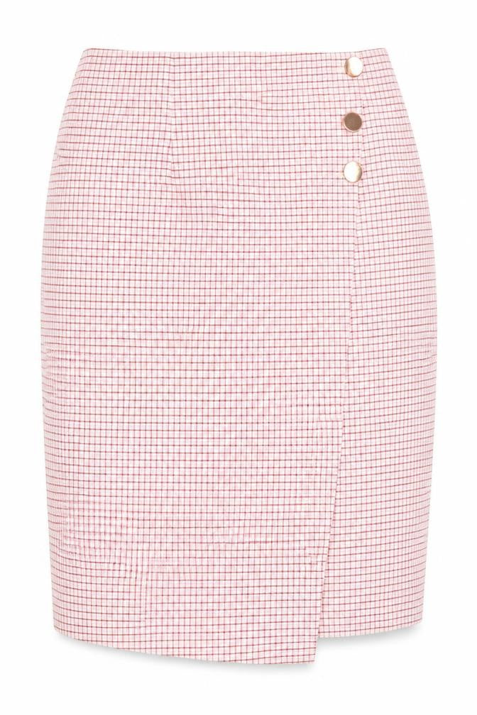 Marks and Spencer Women Pink Check Pencil Skirt Size 16