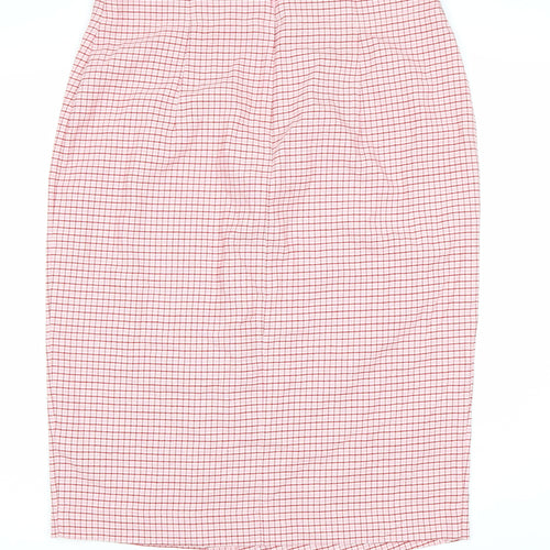 Marks and Spencer Women Pink Check Pencil Skirt Size 16