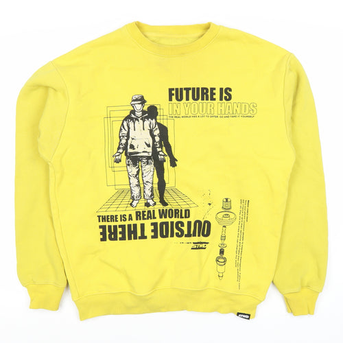 Pull & Bear Men's Yellow Graphic Sweatshirt - M