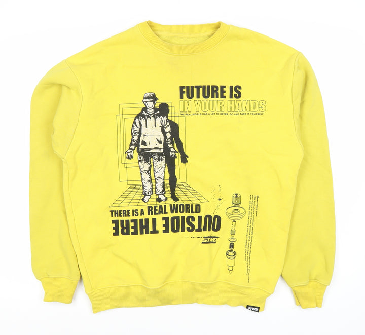 Pull & Bear Men's Yellow Graphic Sweatshirt - M