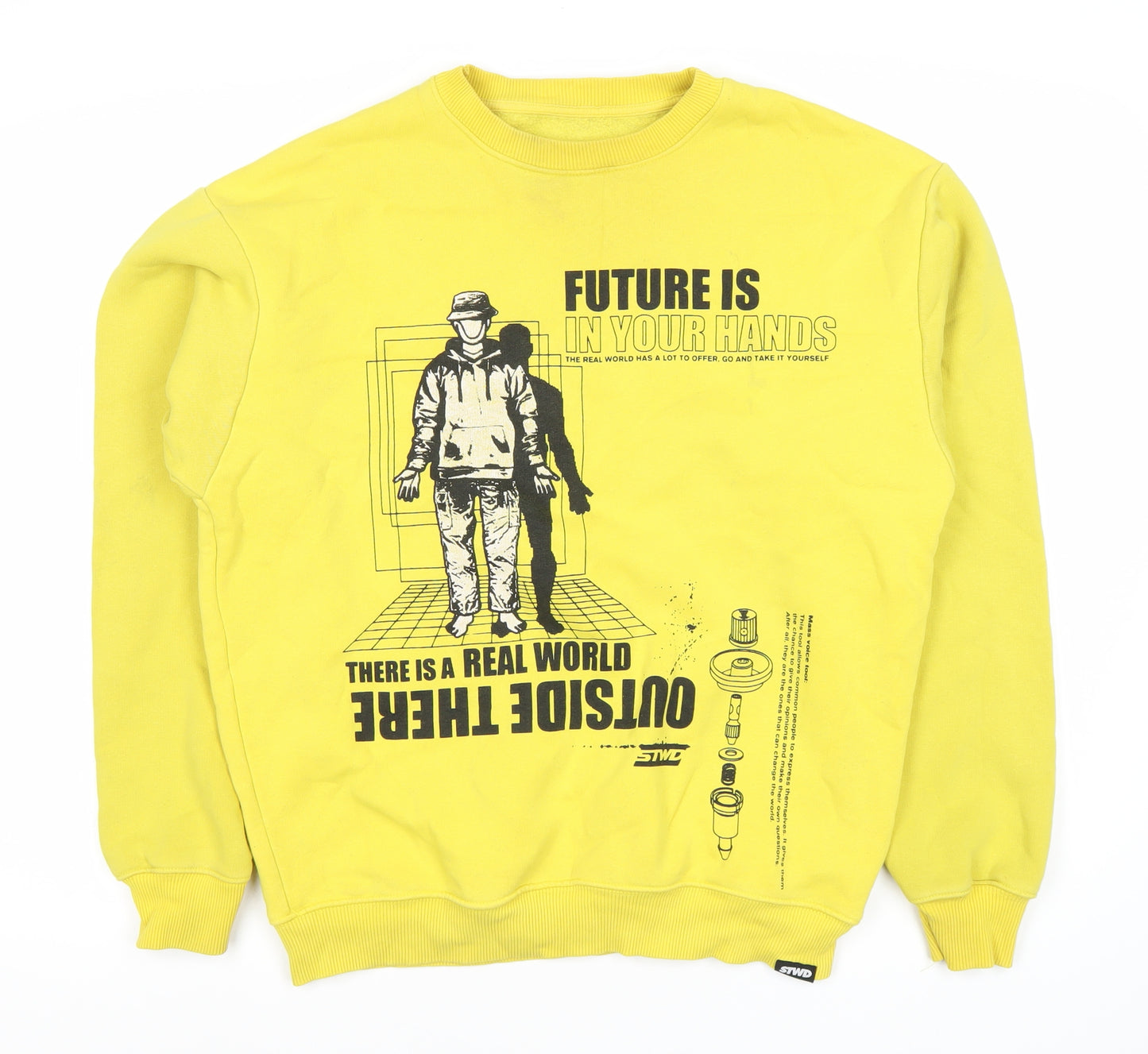 Pull & Bear Men's Yellow Graphic Sweatshirt - M
