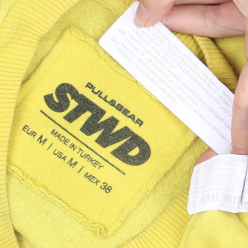 Pull & Bear Men's Yellow Graphic Sweatshirt - M