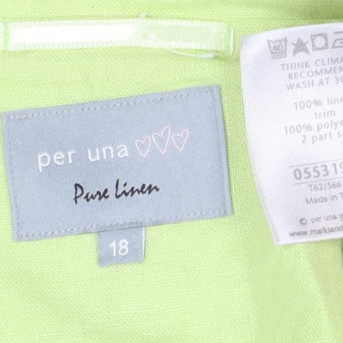 Per Una Women's Green Linen Blazer, Size 18