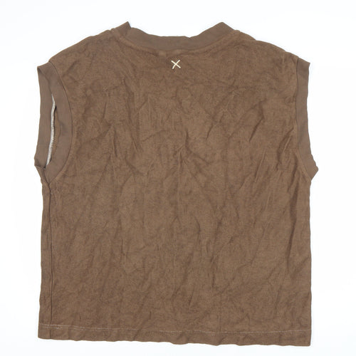 Collusion Brown V-Neck Sleeveless T-Shirt - Size 14
