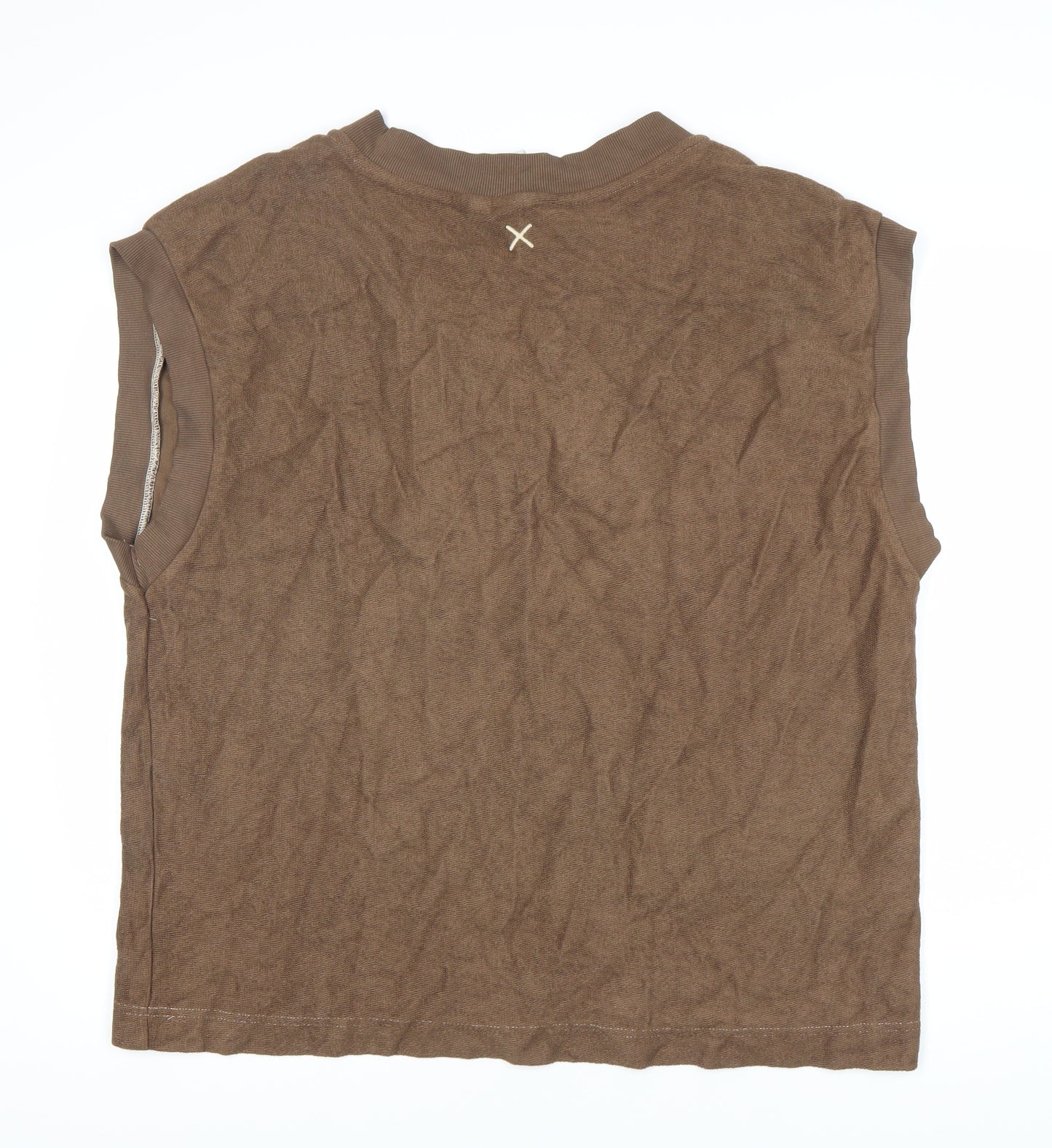 Collusion Brown V-Neck Sleeveless T-Shirt - Size 14