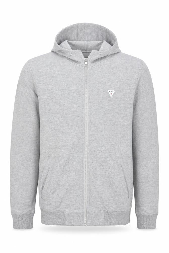 Front view of Soviet Men’s Grey Full Zip Hoodie, size M