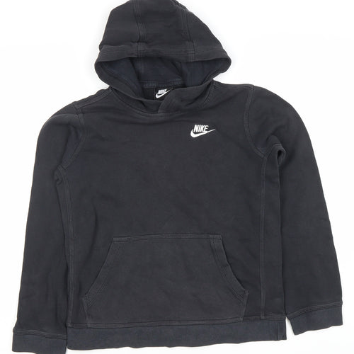 Nike Boys Black Pullover Hoodie - L, Logo Accent