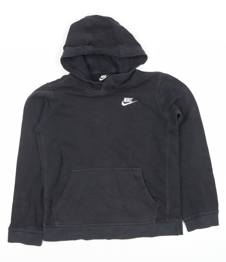 Nike Boys Black Pullover Hoodie - L, Logo Accent