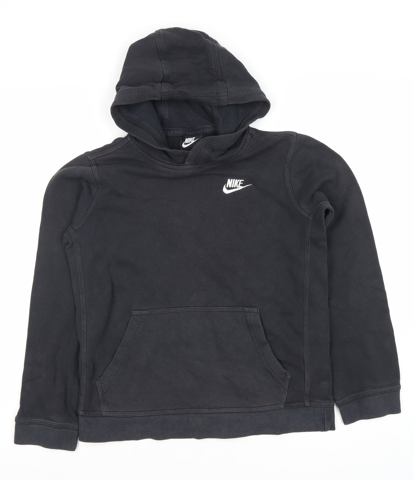 Nike Boys Black Pullover Hoodie - L, Logo Accent