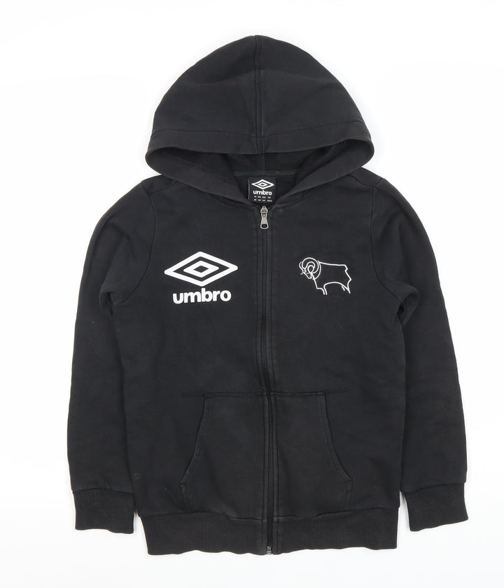 Umbro Boys Black Full Zip Hoodie Size 11 Sports Casual