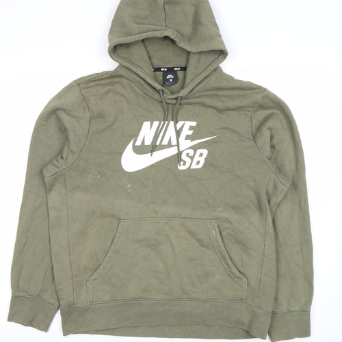 Nike Men's Green Pullover Hoodie L Logo