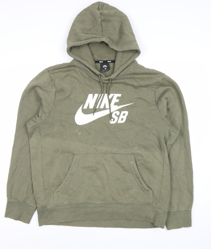 Nike Men's Green Pullover Hoodie L Logo