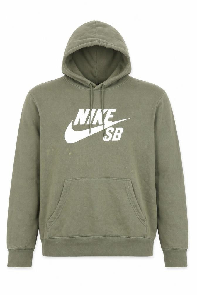 Front view of Nike Men's Green Pullover Hoodie L Logo