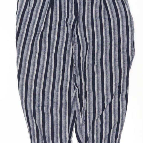 Marks and Spencer Women's Blue Striped Trousers Size 16
