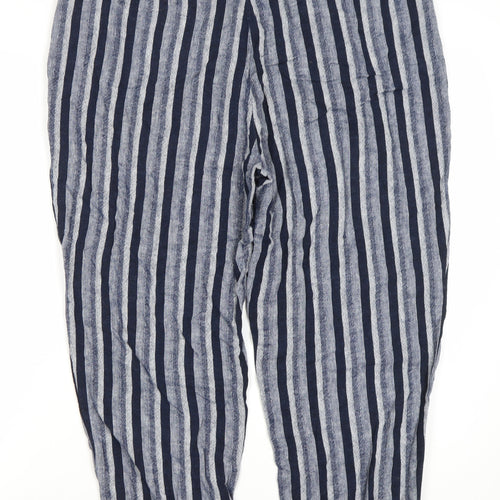 Marks and Spencer Women's Blue Striped Trousers Size 16