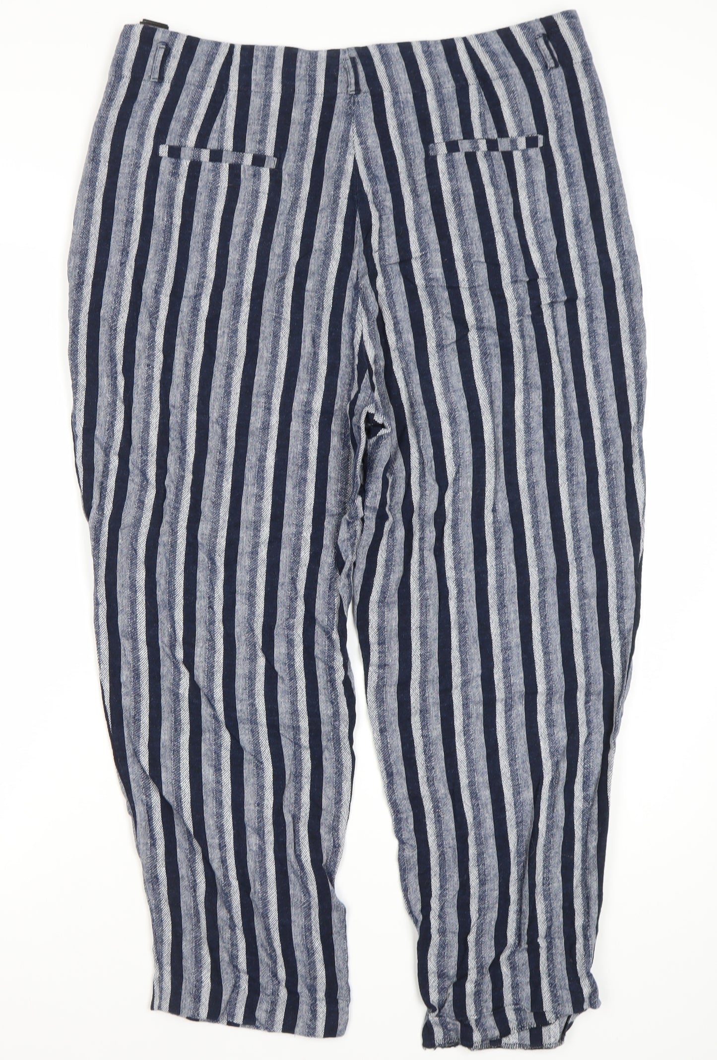 Marks and Spencer Women's Blue Striped Trousers Size 16