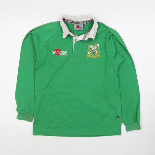 Samurai Boys Green Rugby Top Size S Long Sleeve Cotton Blend
