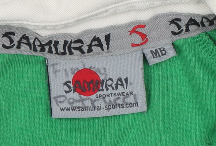 Samurai Boys Green Rugby Top Size S Long Sleeve Cotton Blend