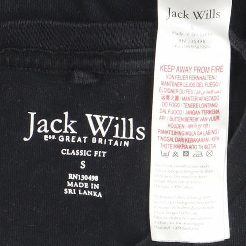 Jack Wills Men's Black Cotton Classic Fit T-Shirt, Size S