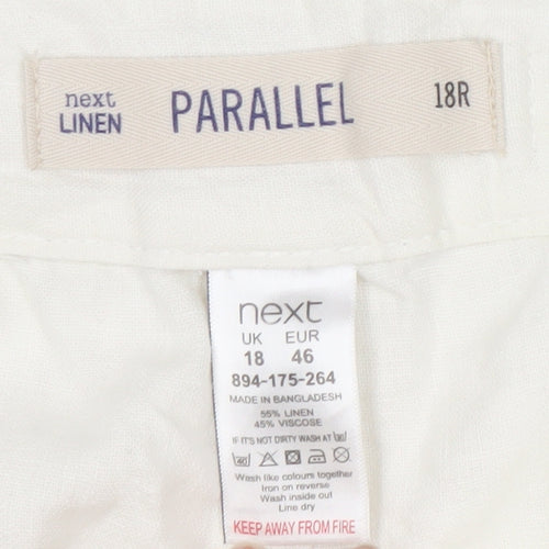 Next White Women's Linen Trousers Size 18 Regular