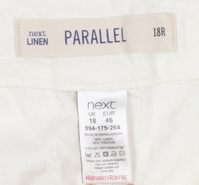 Next White Women's Linen Trousers Size 18 Regular
