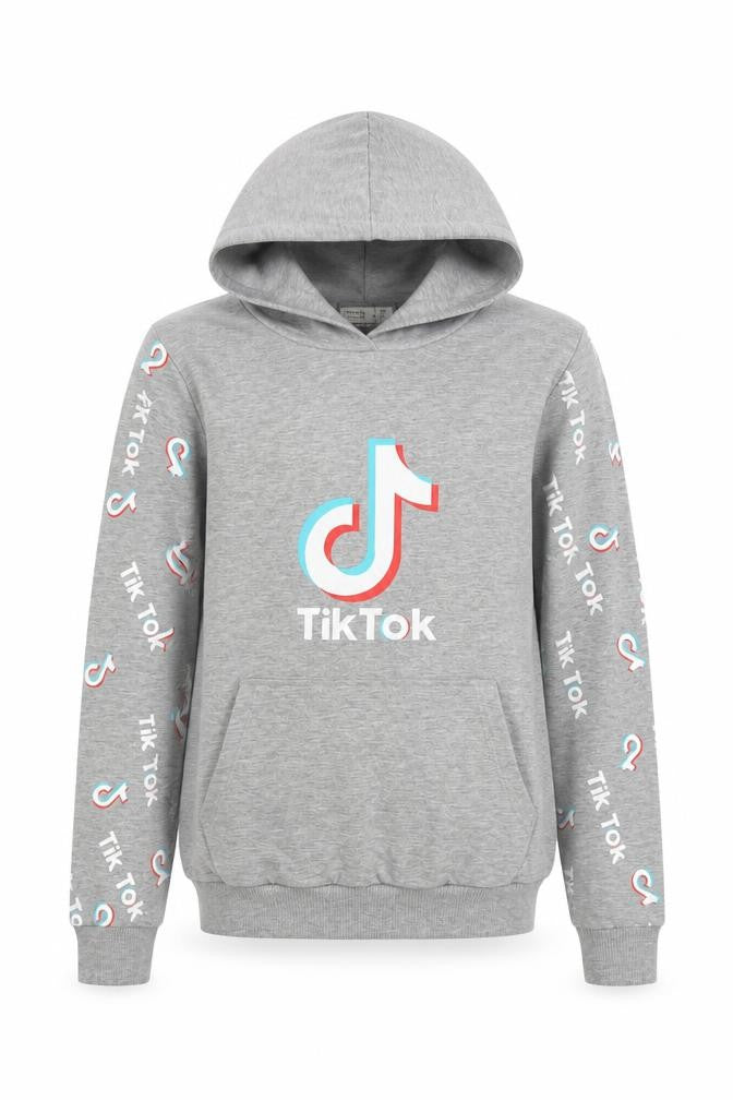 Toontoy Boys Grey TikTok Hoodie - Size 12