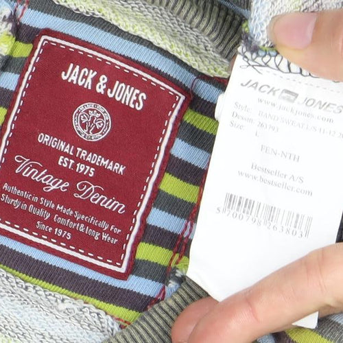 Jack & Jones Men's Multicoloured Striped Sweatshirt, S