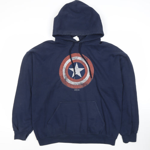 Gildan Men's Blue Captain America Hoodie L