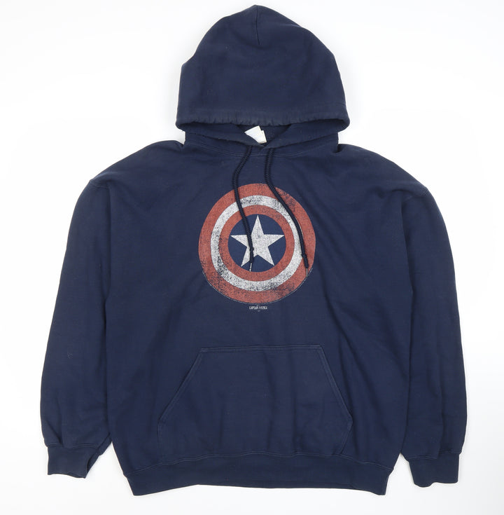 Gildan Men's Blue Captain America Hoodie L