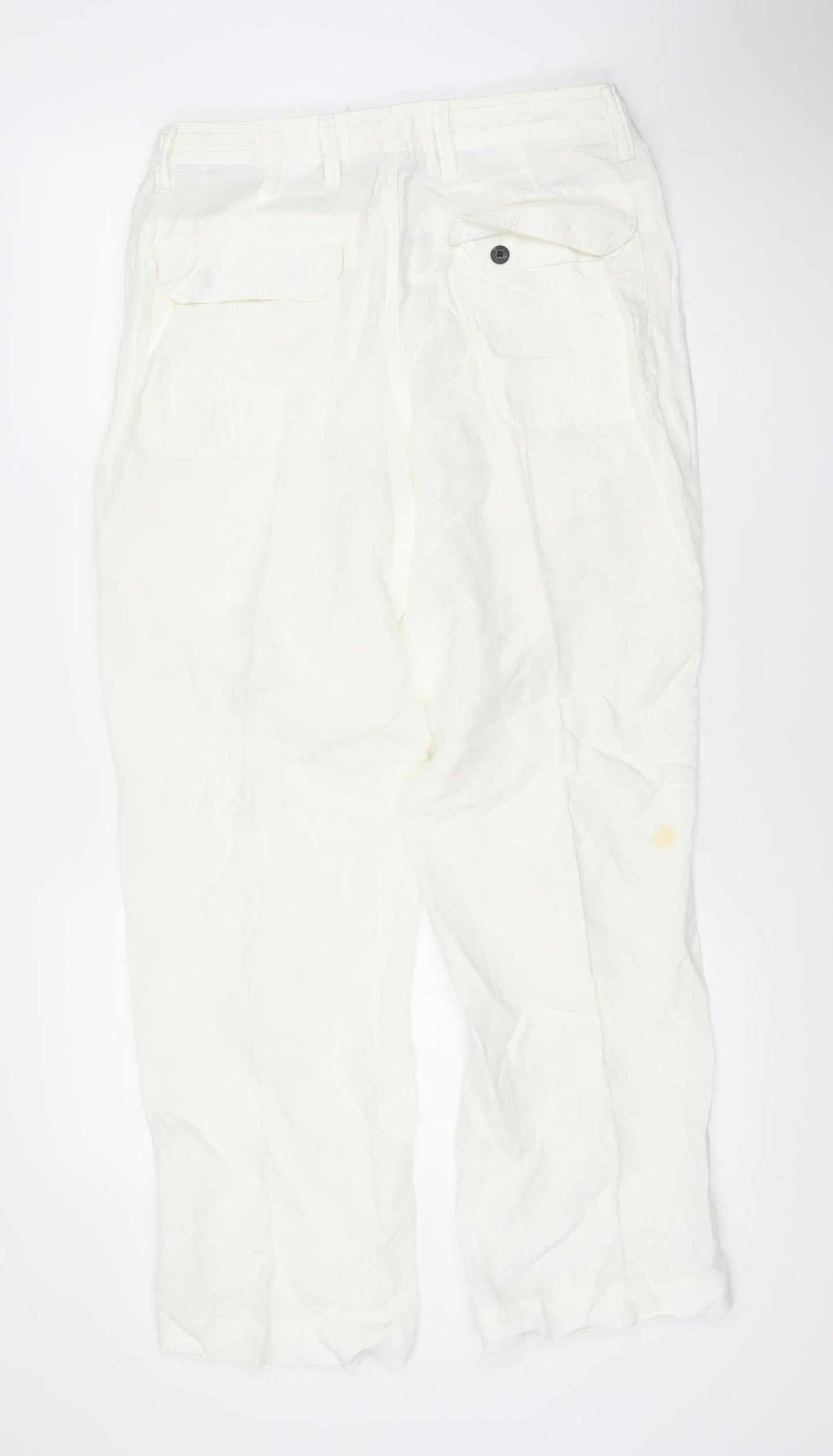 Marks and Spencer Men's White Linen Trousers, Size 32