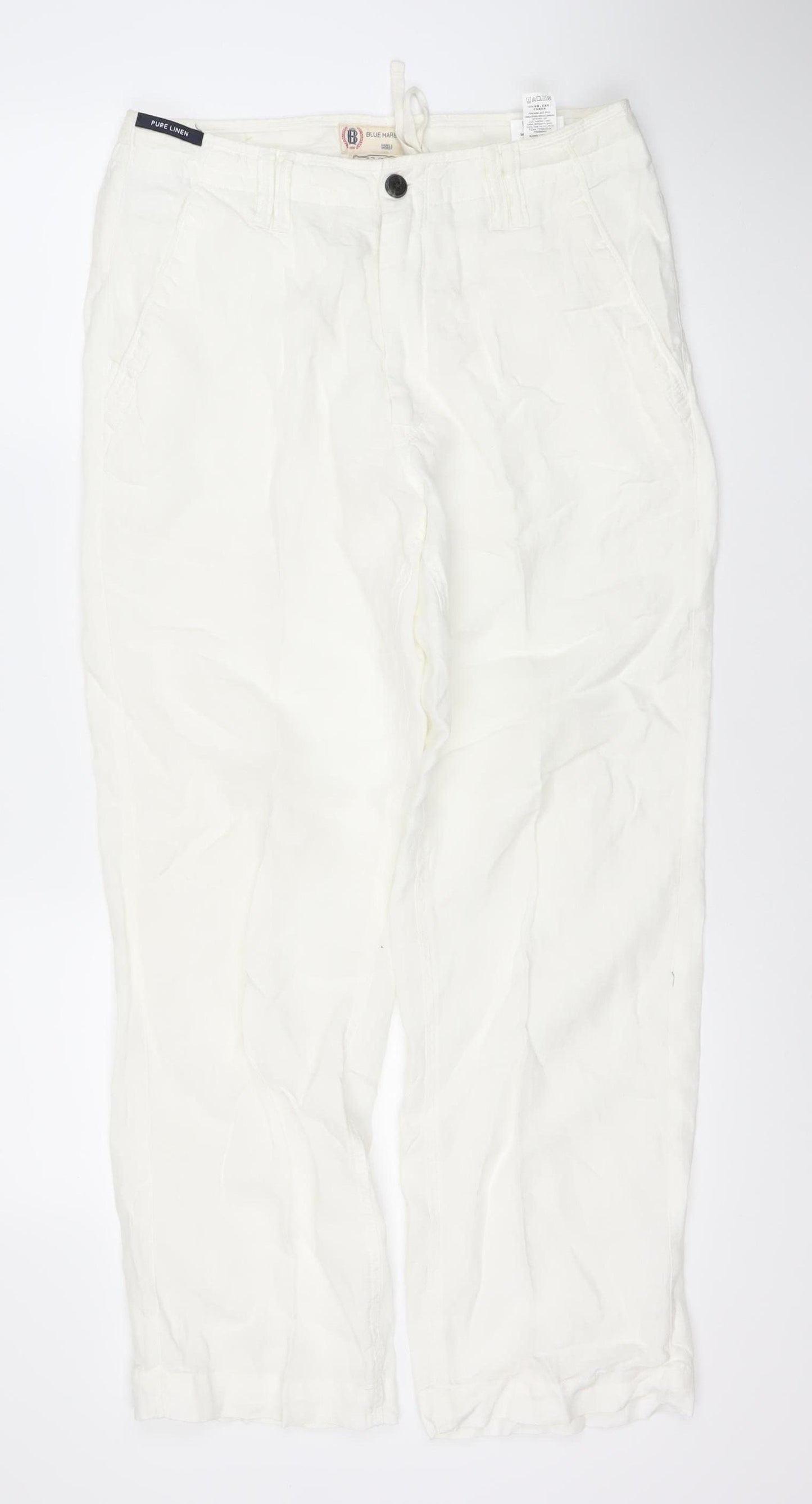 Marks and Spencer Men's White Linen Trousers, Size 32