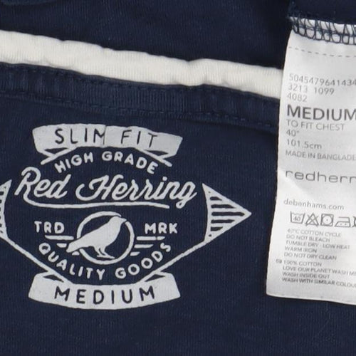 Red Herring Men's Blue Slim Fit T-Shirt - Medium