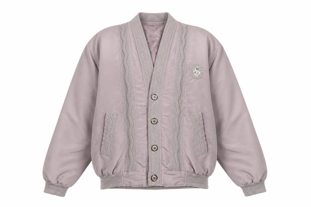 Front view of Fusinan Women’s Grey Buttoned Jacket XL