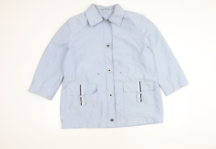Bm Women's Blue Medium Coat - Casual, Buttoned, Mid-Length
