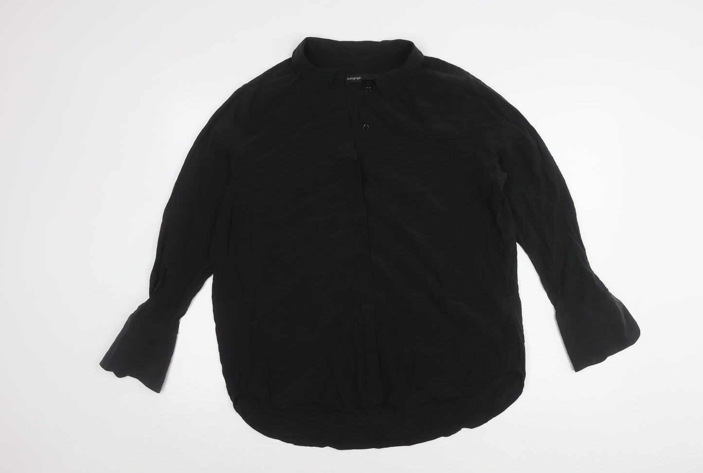 Marks and Spencer Women's Black Silk Blouse, Size 16