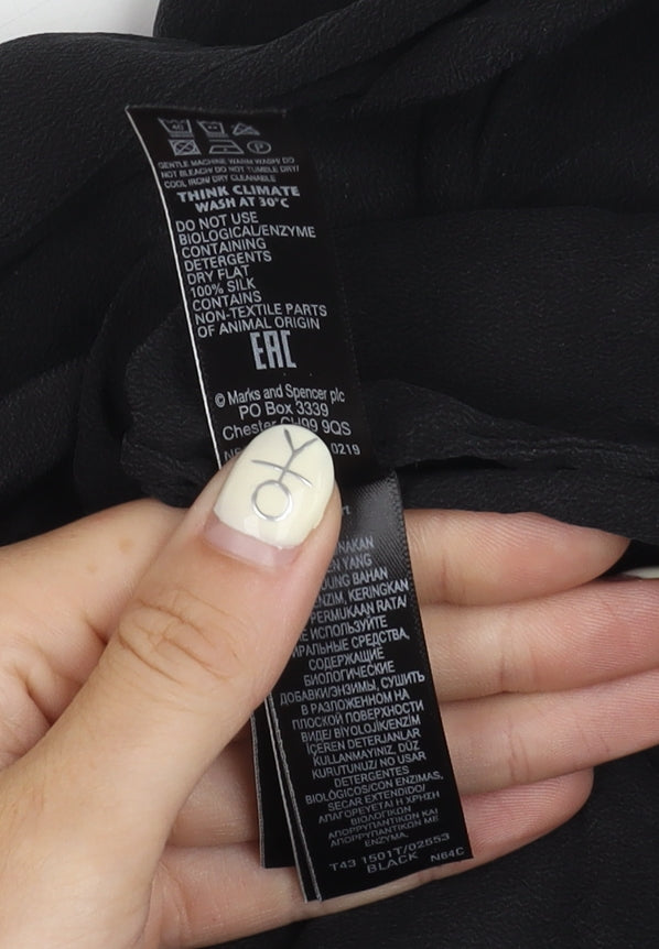 Marks and Spencer Women's Black Silk Blouse, Size 16