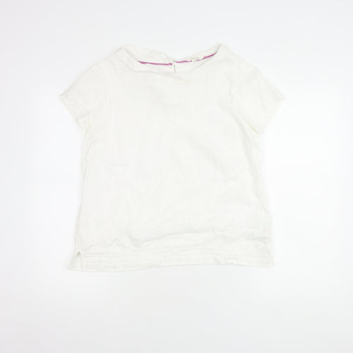 White Stuff Women's White Blouse, Size 12, Boat Neck Top