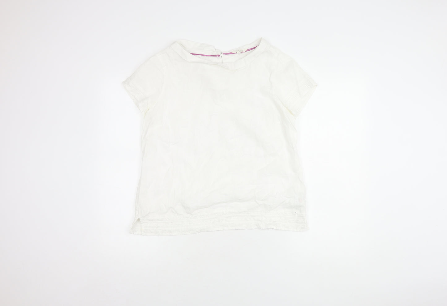 White Stuff Women's White Blouse, Size 12, Boat Neck Top