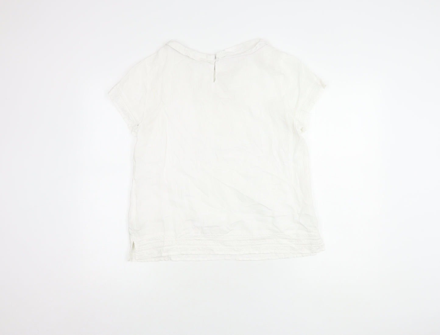 White Stuff Women's White Blouse, Size 12, Boat Neck Top