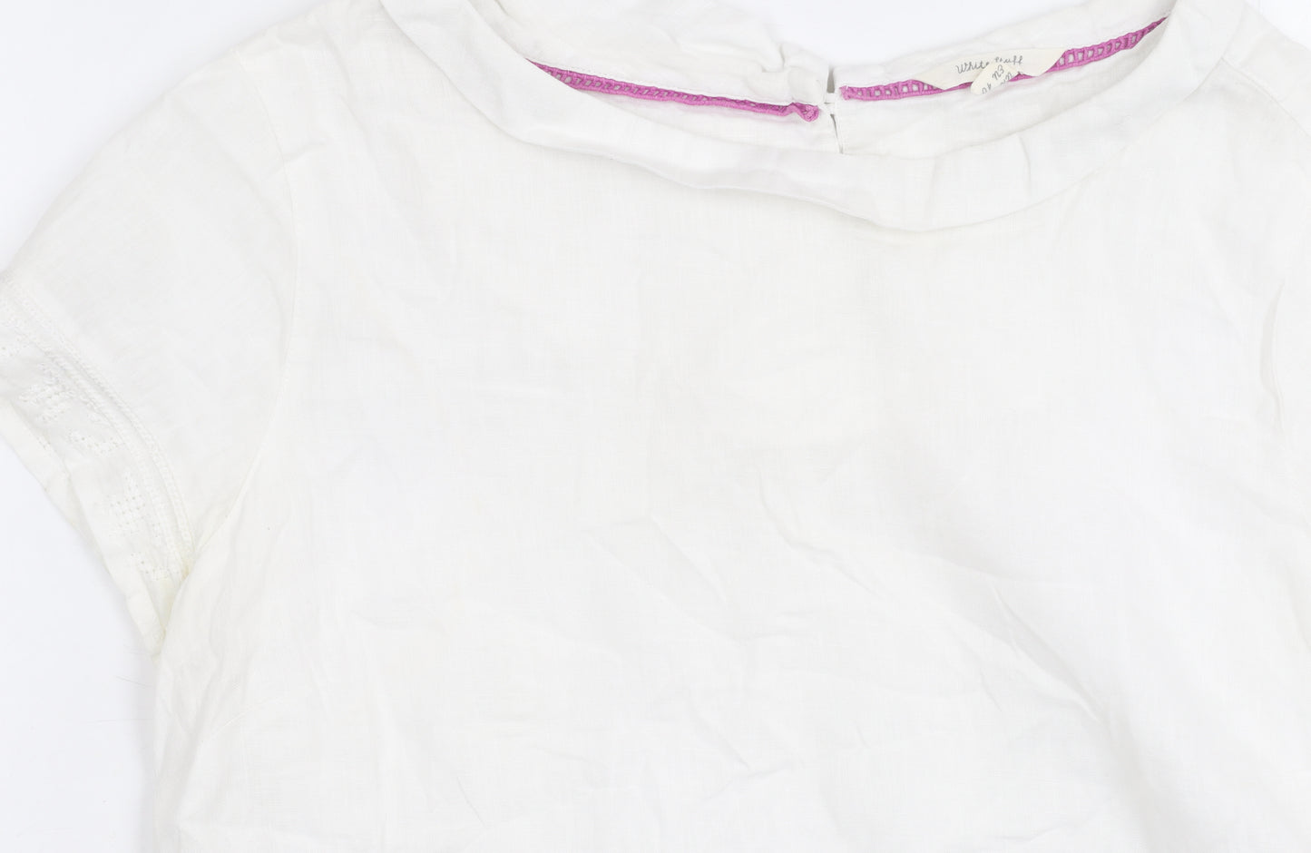 White Stuff Women's White Blouse, Size 12, Boat Neck Top