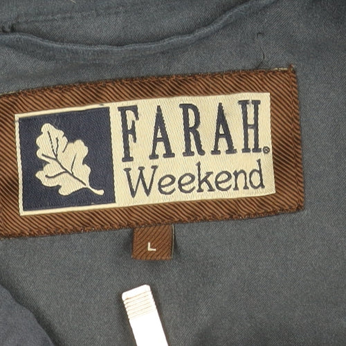 Farah Men's Blue Cotton-Nylon Casual Jacket L