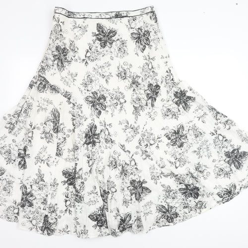 Marks and Spencer Women's White Floral Skirt Size 14