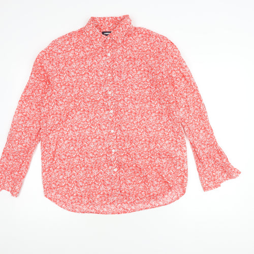 Lands' End Women's Red Floral Blouse, Size S