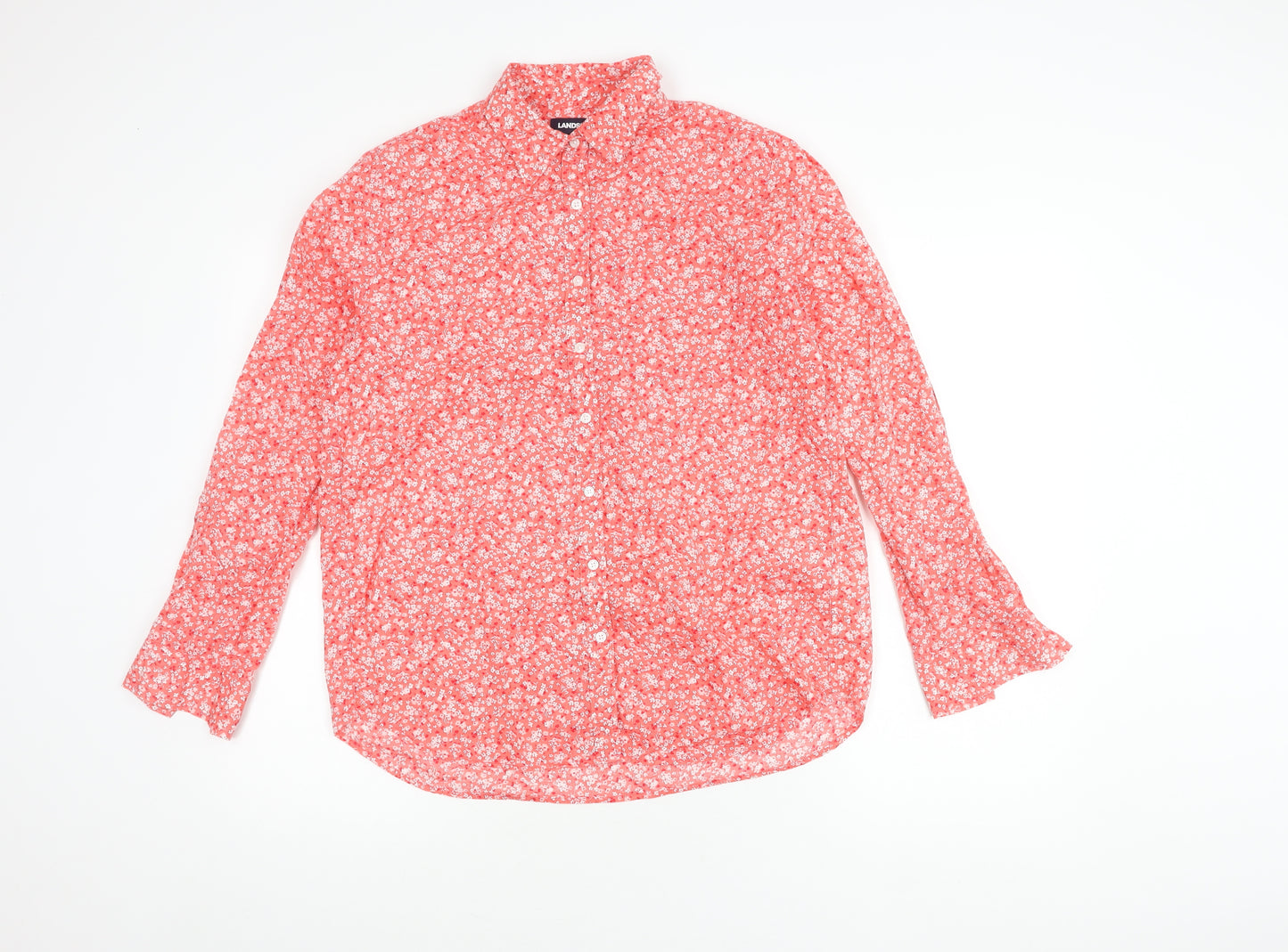 Lands' End Women's Red Floral Blouse, Size S